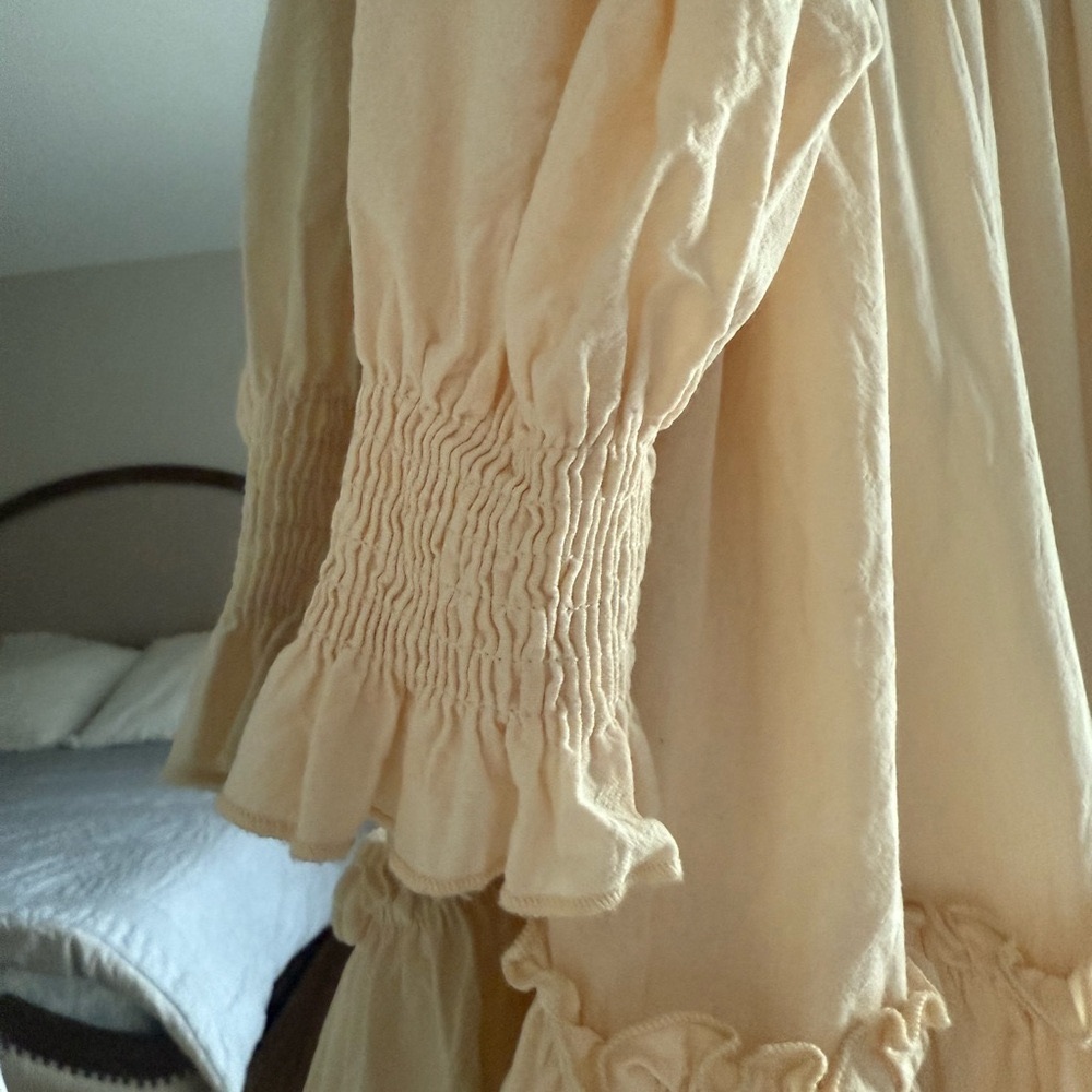 Cream Ruffle Sleeve Girl Dress